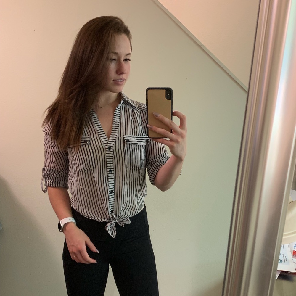 Sheer striped button up